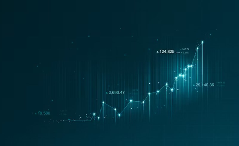 사주팔자 차트와 비트코인 그래프가 조화롭게 어우러진 이미지