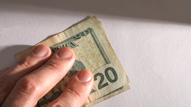 돈을 쥐고 있는 손