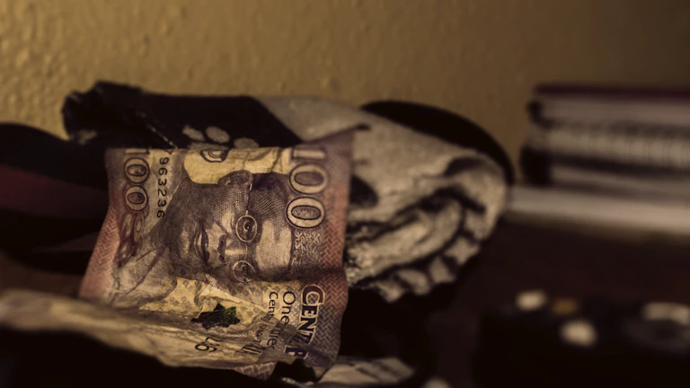 돈과 관련된 상징을 보며 명상하는 사람