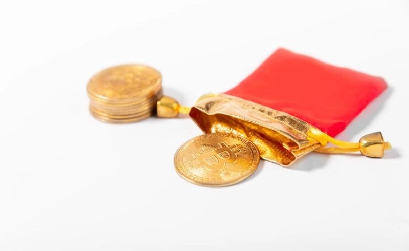 황금빛 동전과 지갑이 놓인 풍요로운 이미지